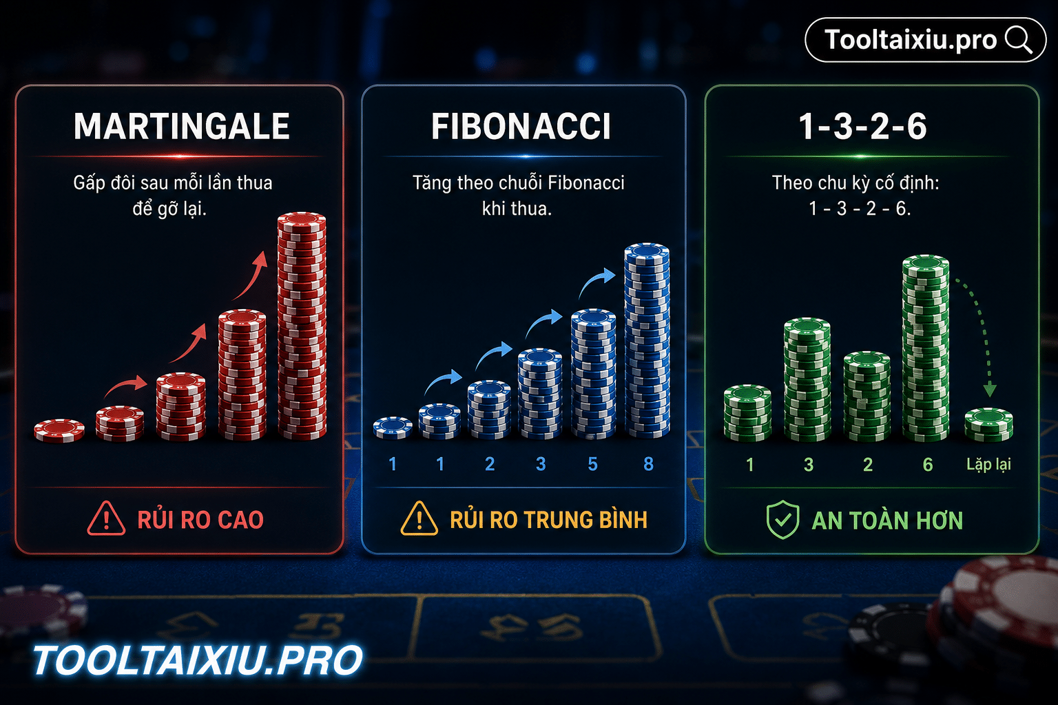 So sánh Martingale, Fibonacci và 1-3-2-6 trong Baccarat