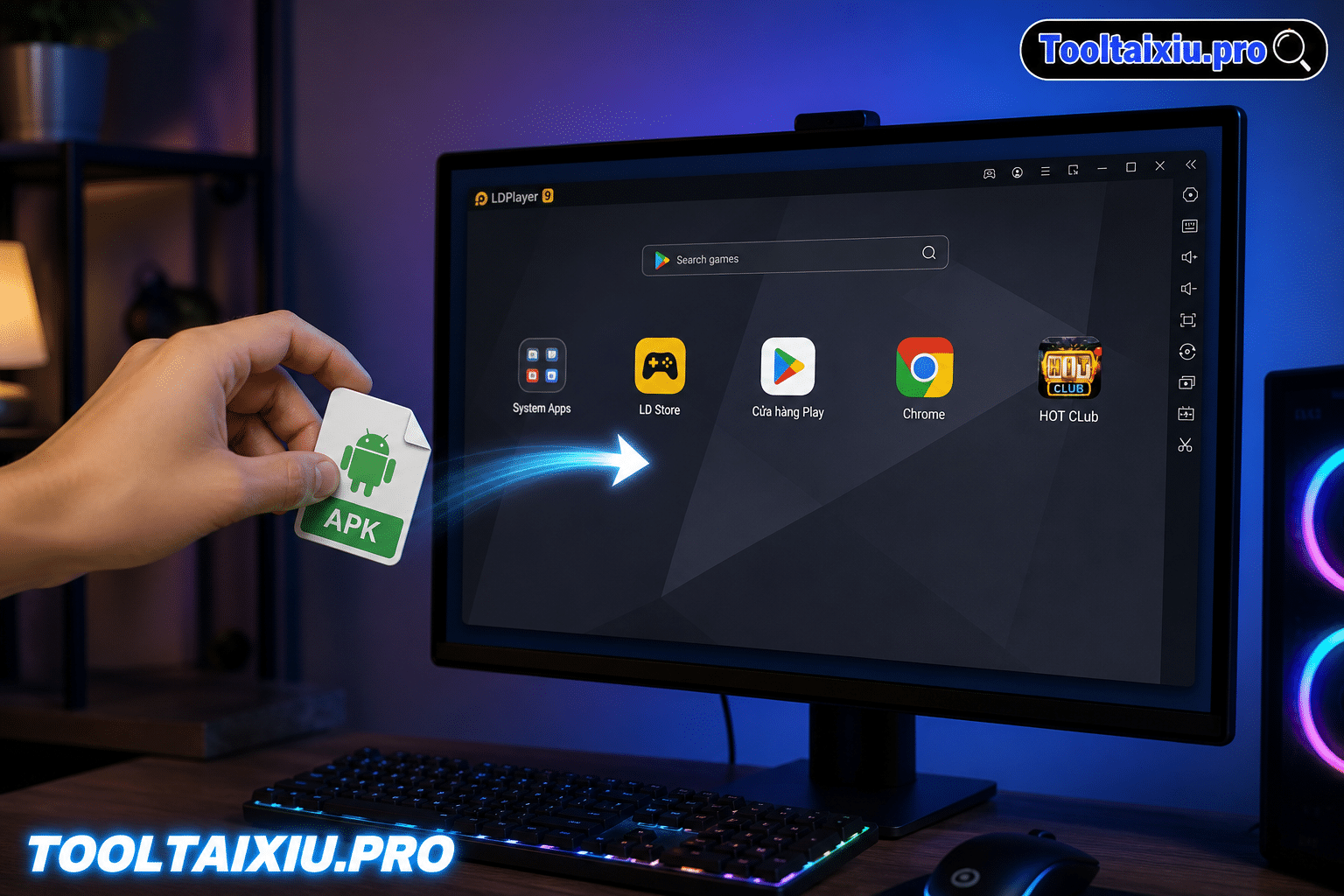 Sideload APK tool tài xỉu vào giả lập trên máy tính