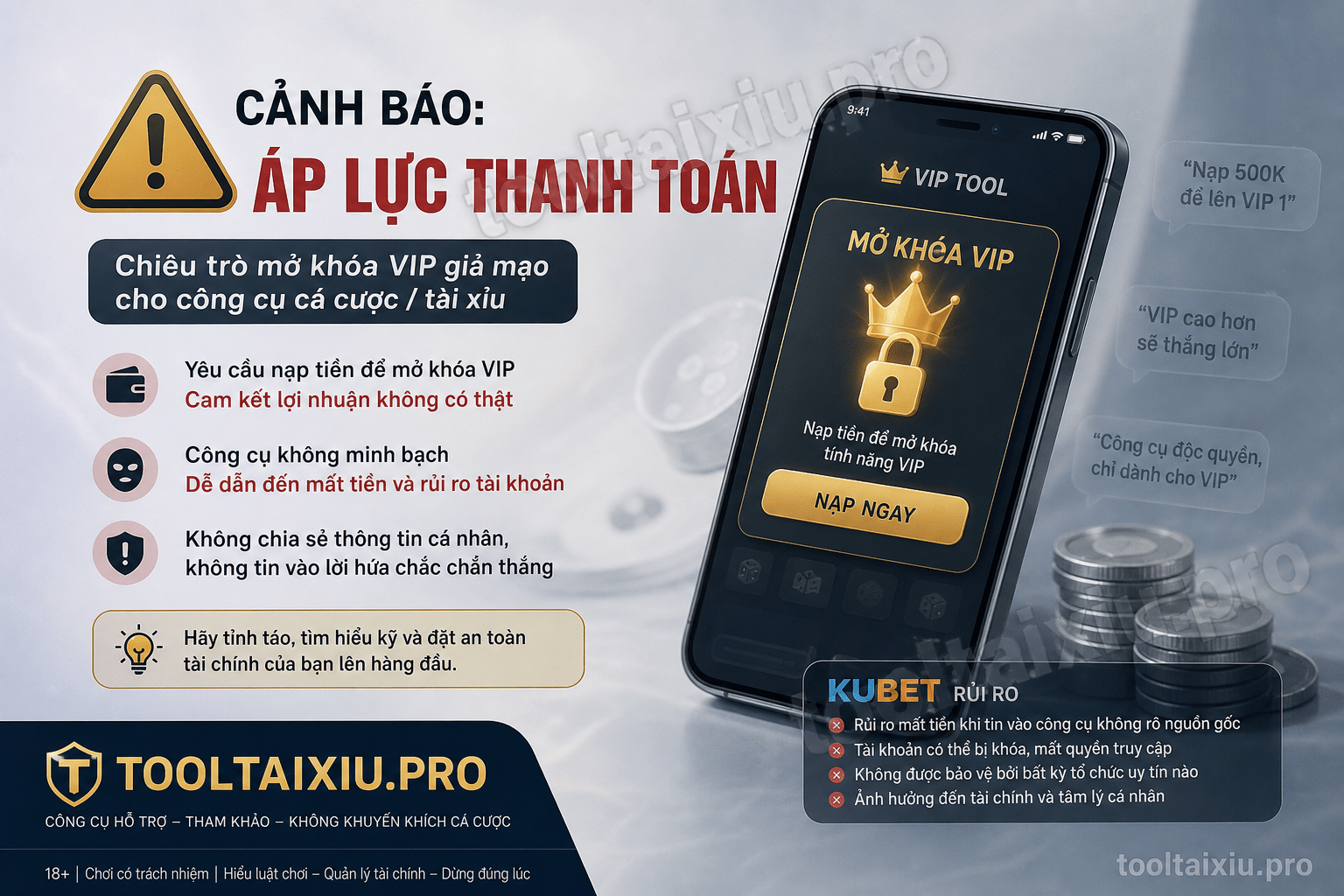 Rủi ro tool hack Kubet giả và ép phí